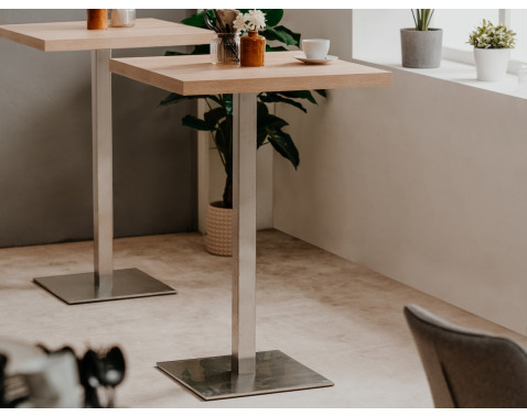 Barový stôl Quadrato 70x70 cm  dub sonoma nerez 