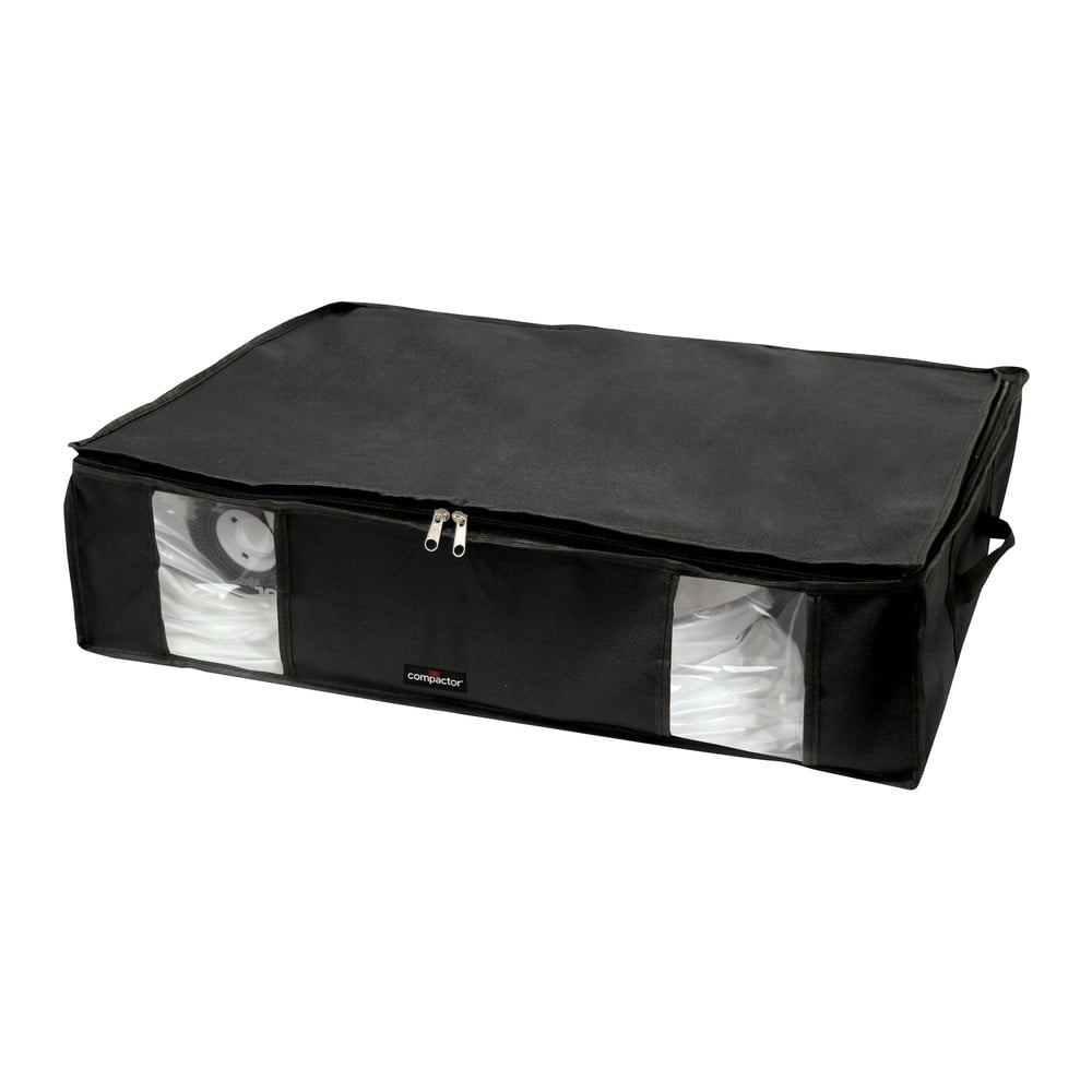 Čierny úložný box na oblečenie pod posteľ Compactor XXL Black Edition 3D 145 l
