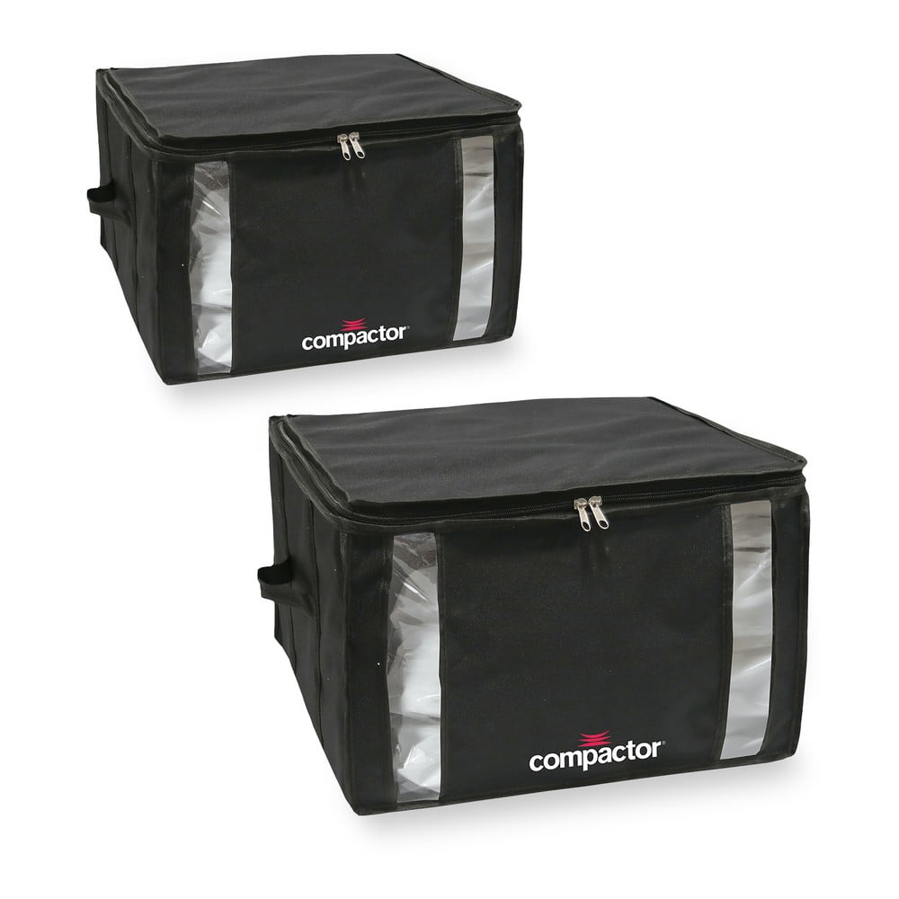 Súprava 2 čiernych úložných boxov s vakuovým obalom Compactor Black Edition Medium 40 x 25 cm