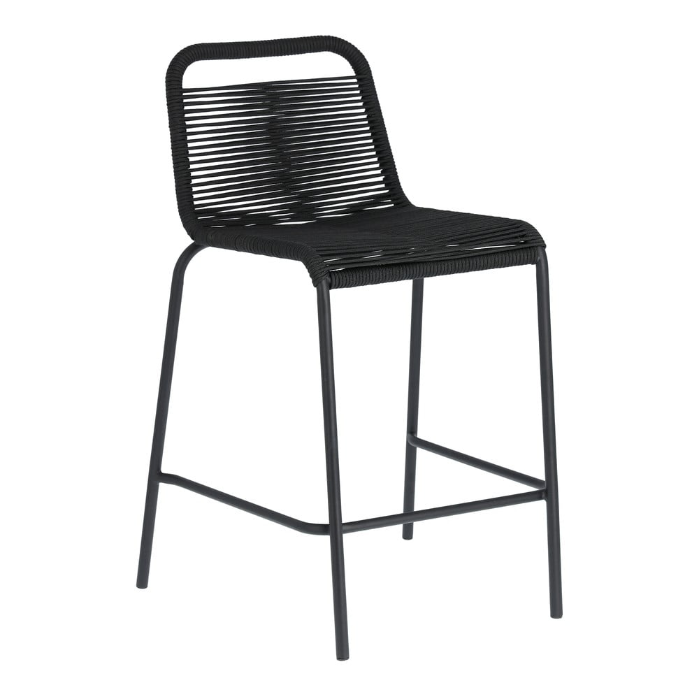 Čierna barová stolička s oceľovou konštrukciou Kave Home Glenville výška 62 cm