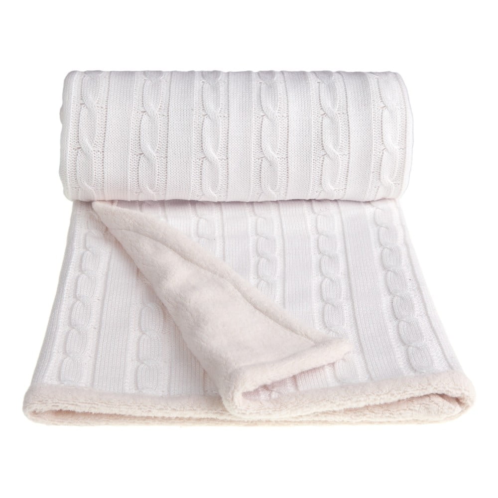 Biela pletená detská deka s podielom bavlny T-TOMI Winter 80 x 100 cm